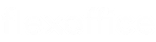 Weißer Kleinbuchstaben-Text "flexoffice" mit dezentem Schatteneffekt auf hellgrauem Hintergrund.